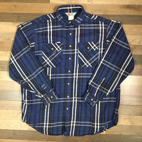 Carhartt Other - Vintage Carhartt Blue Plaid Rugged Outdoor Wear Heavyweight Shirt Jacket